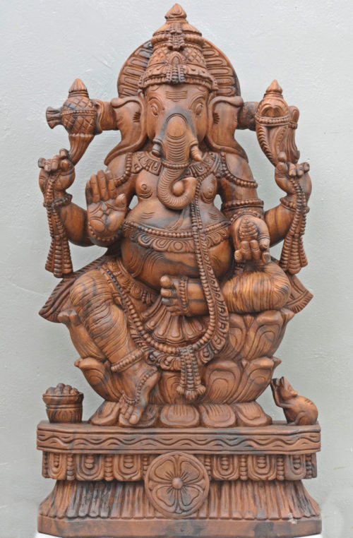 2.5 ft natural Finish Ganesha Sculpture