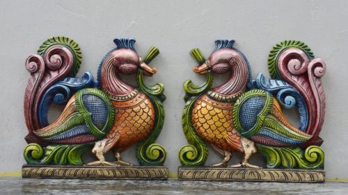 1 ft x 1 ft Multicolored Swan Pair