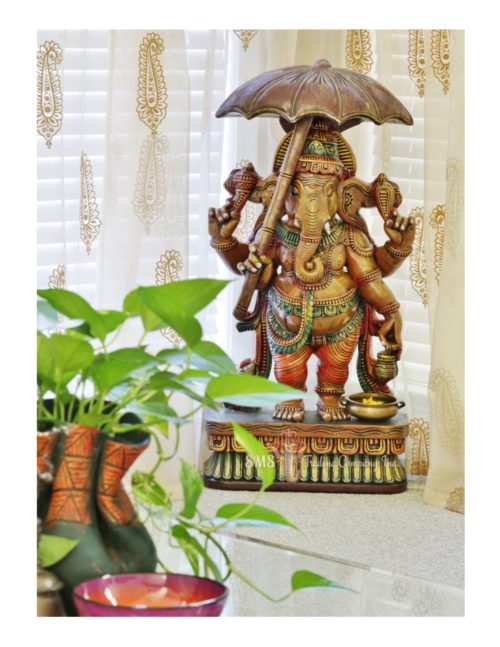 3 ft Colored Ganesha with Umbrella